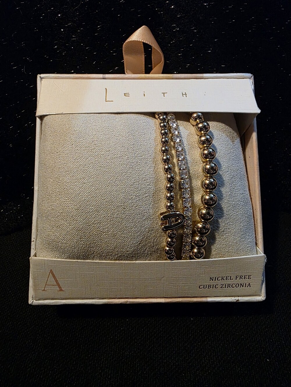 Leith Gold Tone 3-Piece Stretch Bracelet Set with CZ Tennis Bracelet